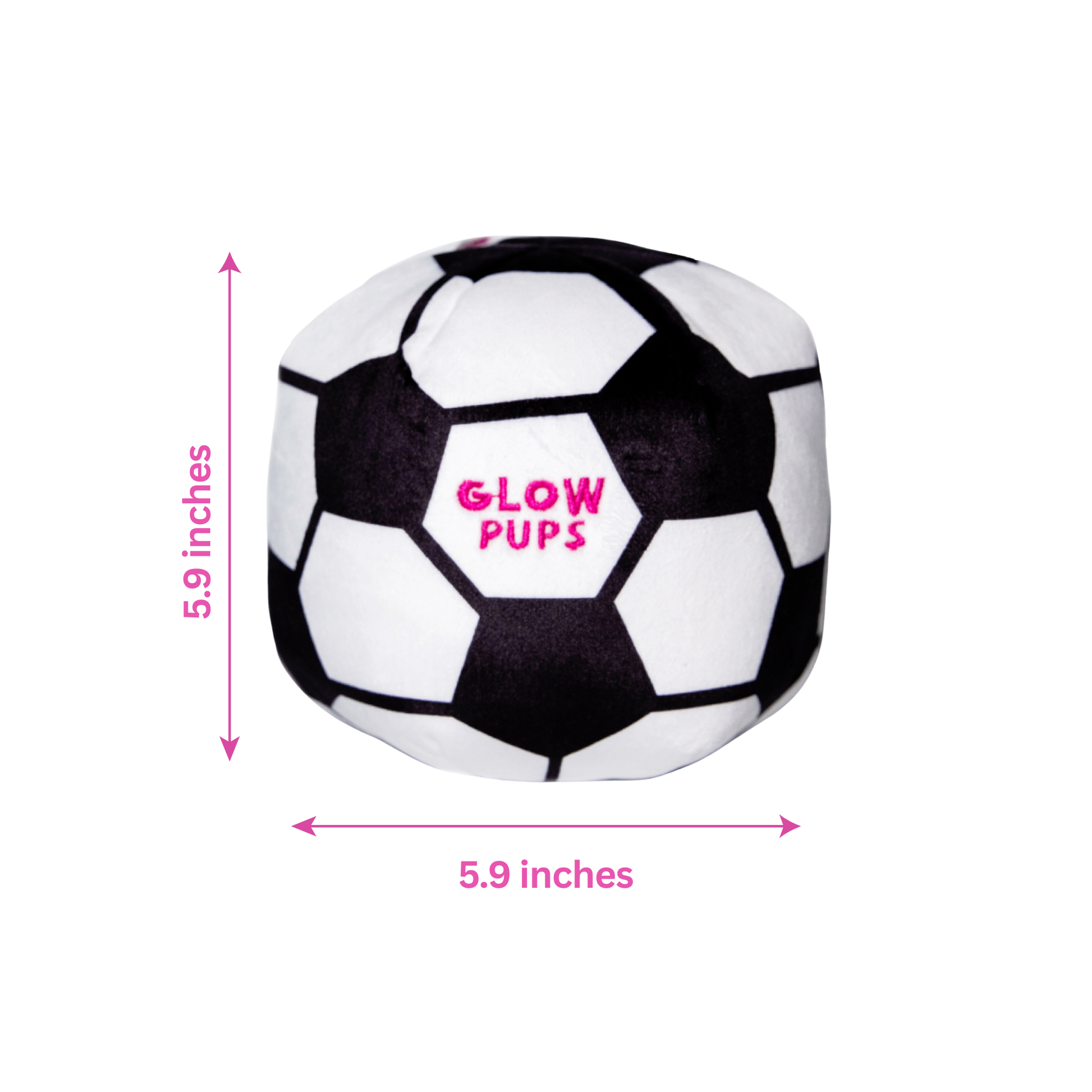 Glow Pups Soccer Ball Dog Toy with Squeaker, Black and White by Glow Pups
