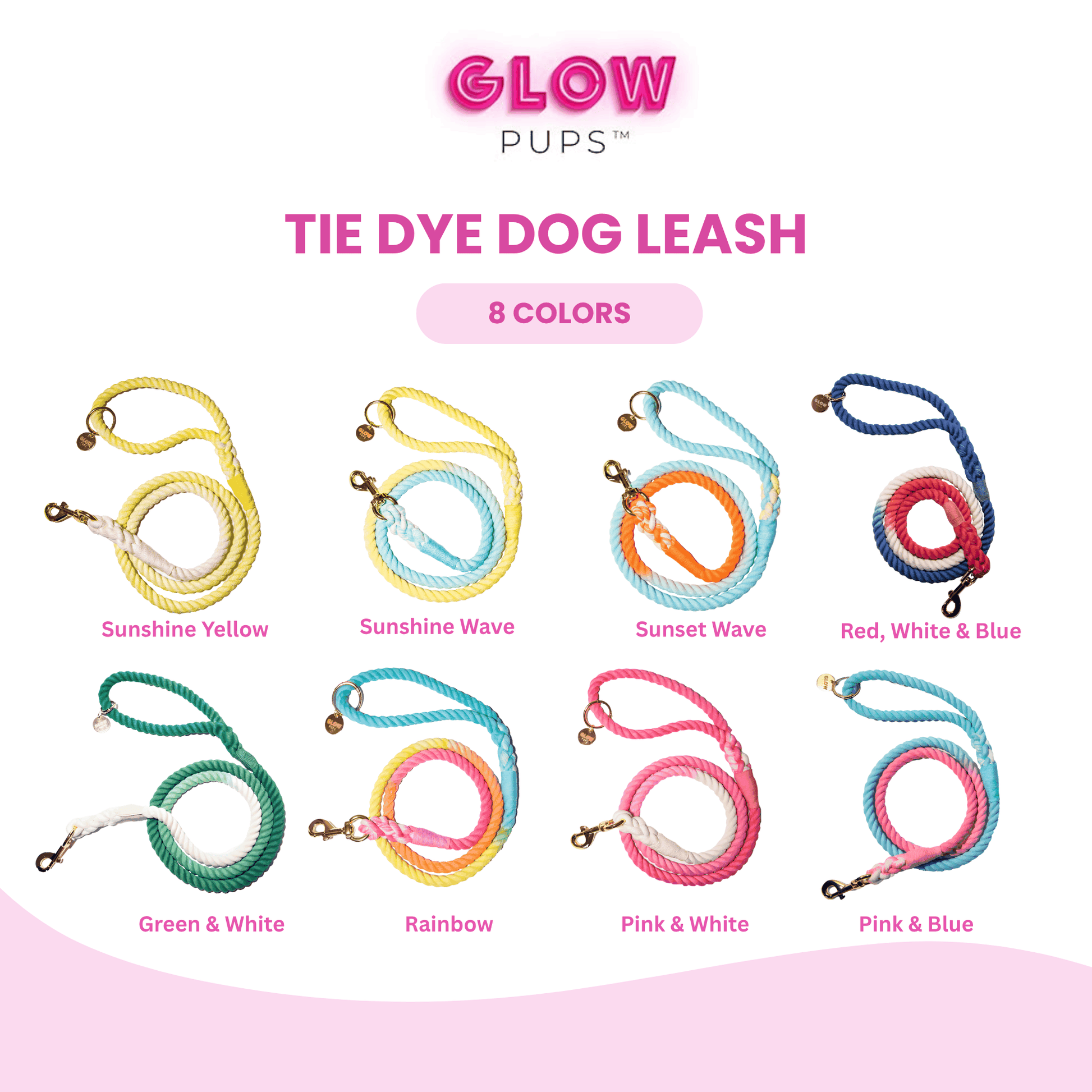Durable Red White And Blue Rope Dog Leash With Comfortable Handle by Glow Pups