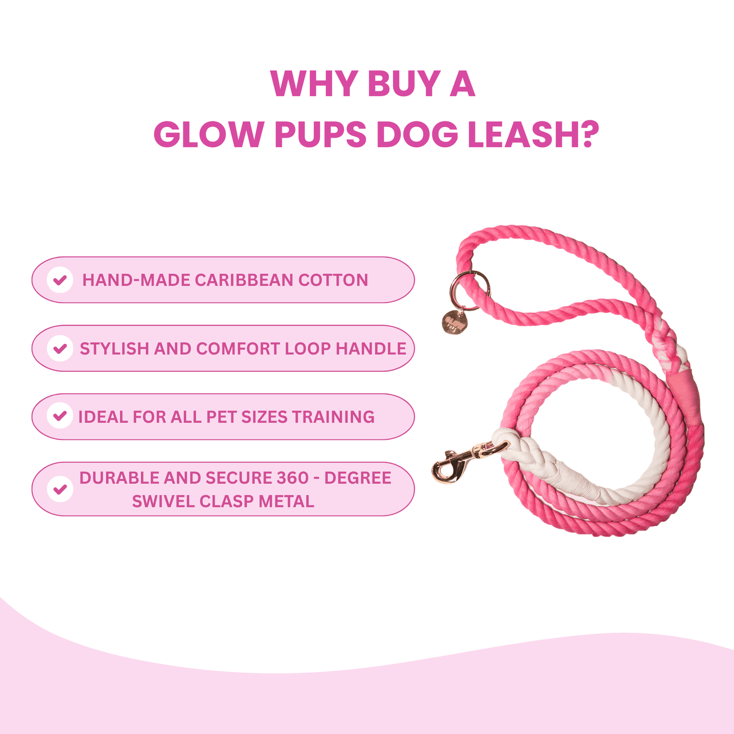 Pink and White Tie Dye Dog Leash - Glow Pups by Glow Pups