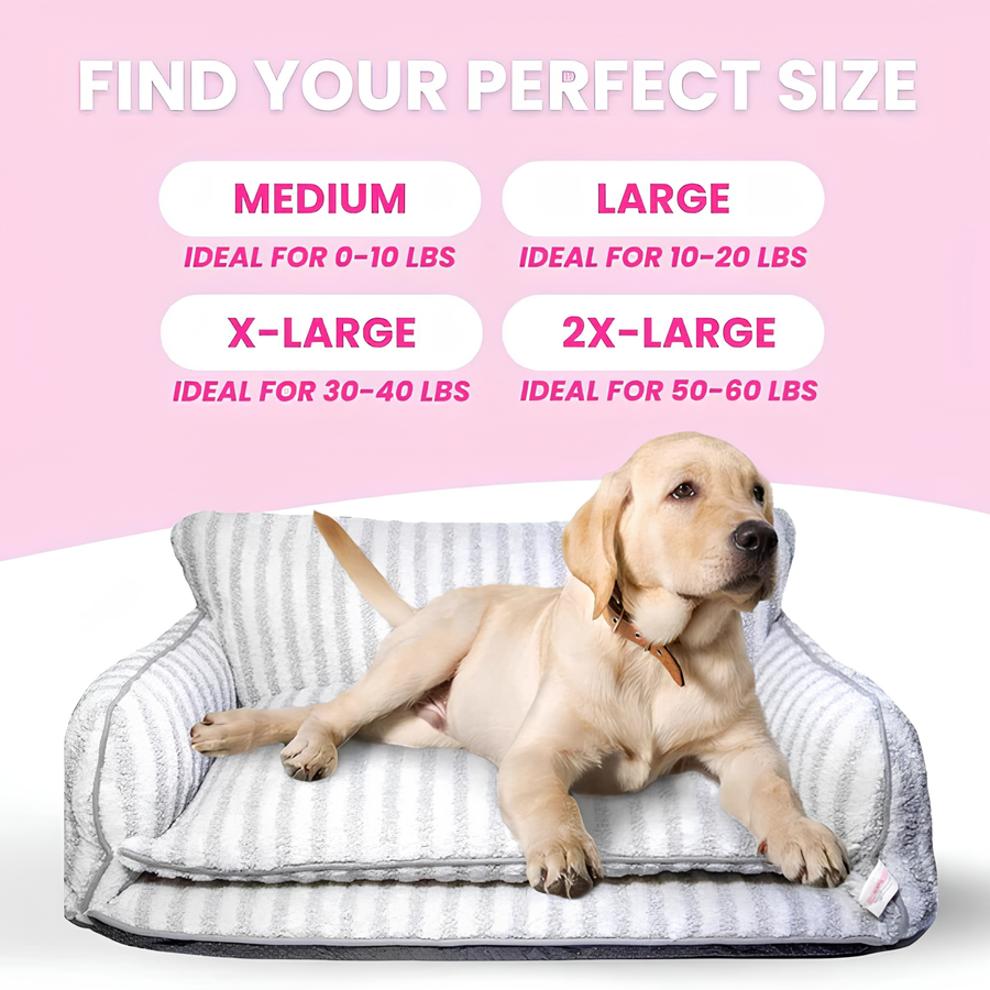 Glow Pups Pretty Pink Striped Sofa Dog Bed For Stylish Comfort And Cozy Rest For Pets by Glow Pups
