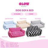 Glow Pups Pretty Pink Striped Sofa Dog Bed For Stylish Comfort And Cozy Rest For Pets by Glow Pups