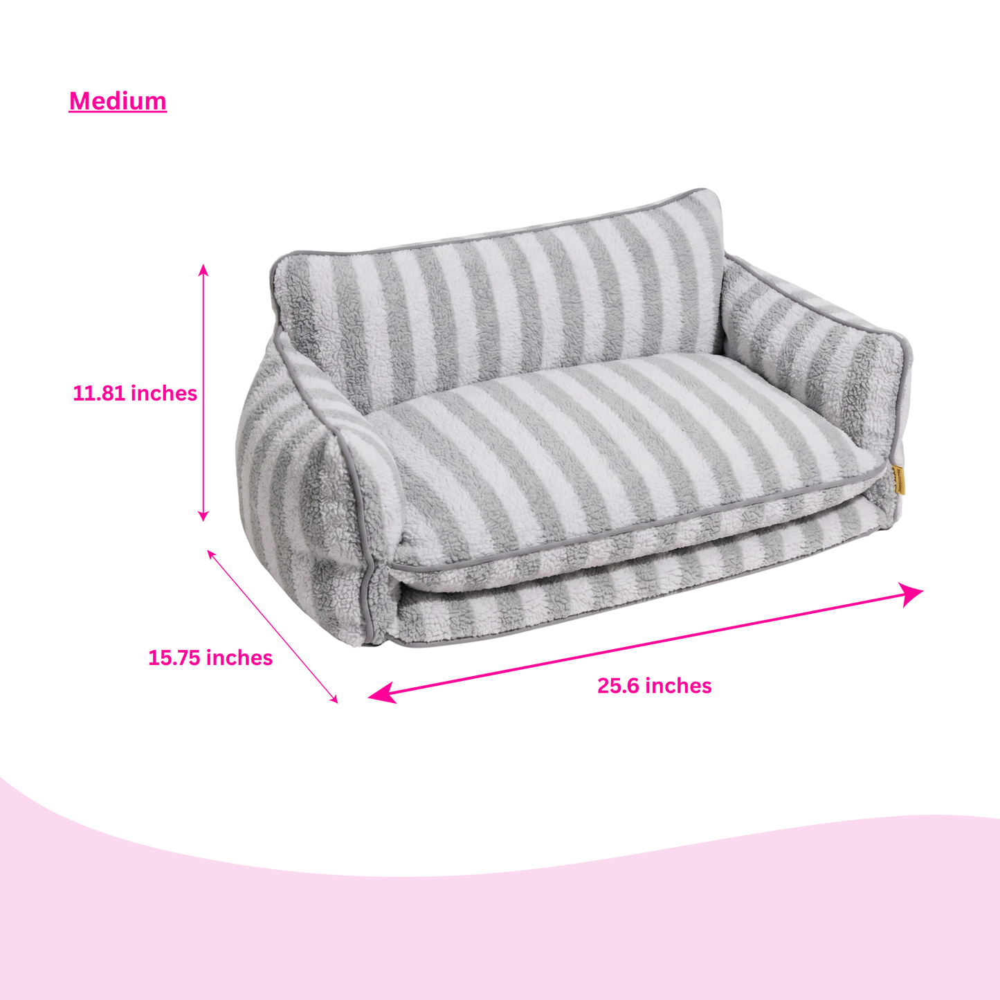 Grey And White Striped Couch Style Dog Bed By Glow Pups Mini Sofa Lounge For Pets by Glow Pups