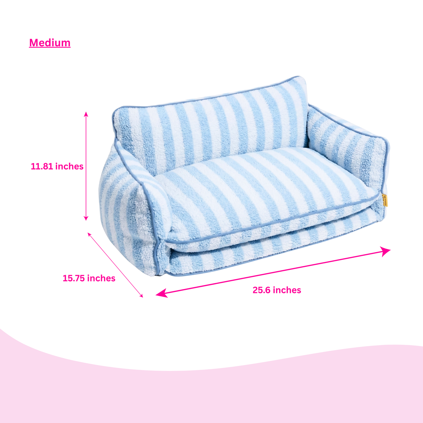 Luxury Light Blue Striped Sofa Dog Bed for Cozy Pet Comfort and Modern Home Decor Glow Pups by Glow Pups