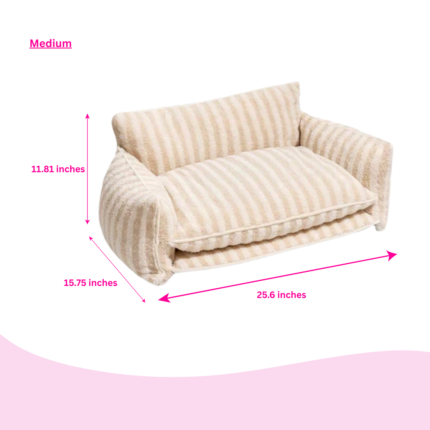 Glow Pups Cozy Beige And Cream Striped Sofa Dog Bed For Relaxed Pets And Neutral Home Decor by Glow Pups