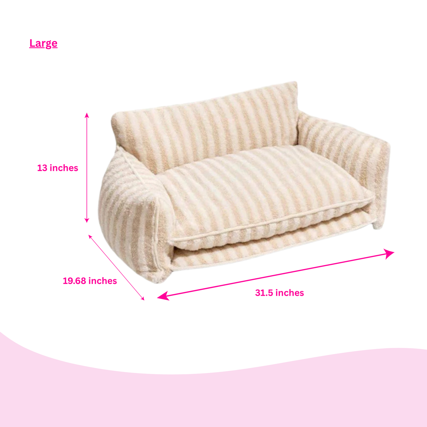 Glow Pups Cozy Beige And Cream Striped Sofa Dog Bed For Relaxed Pets And Neutral Home Decor by Glow Pups