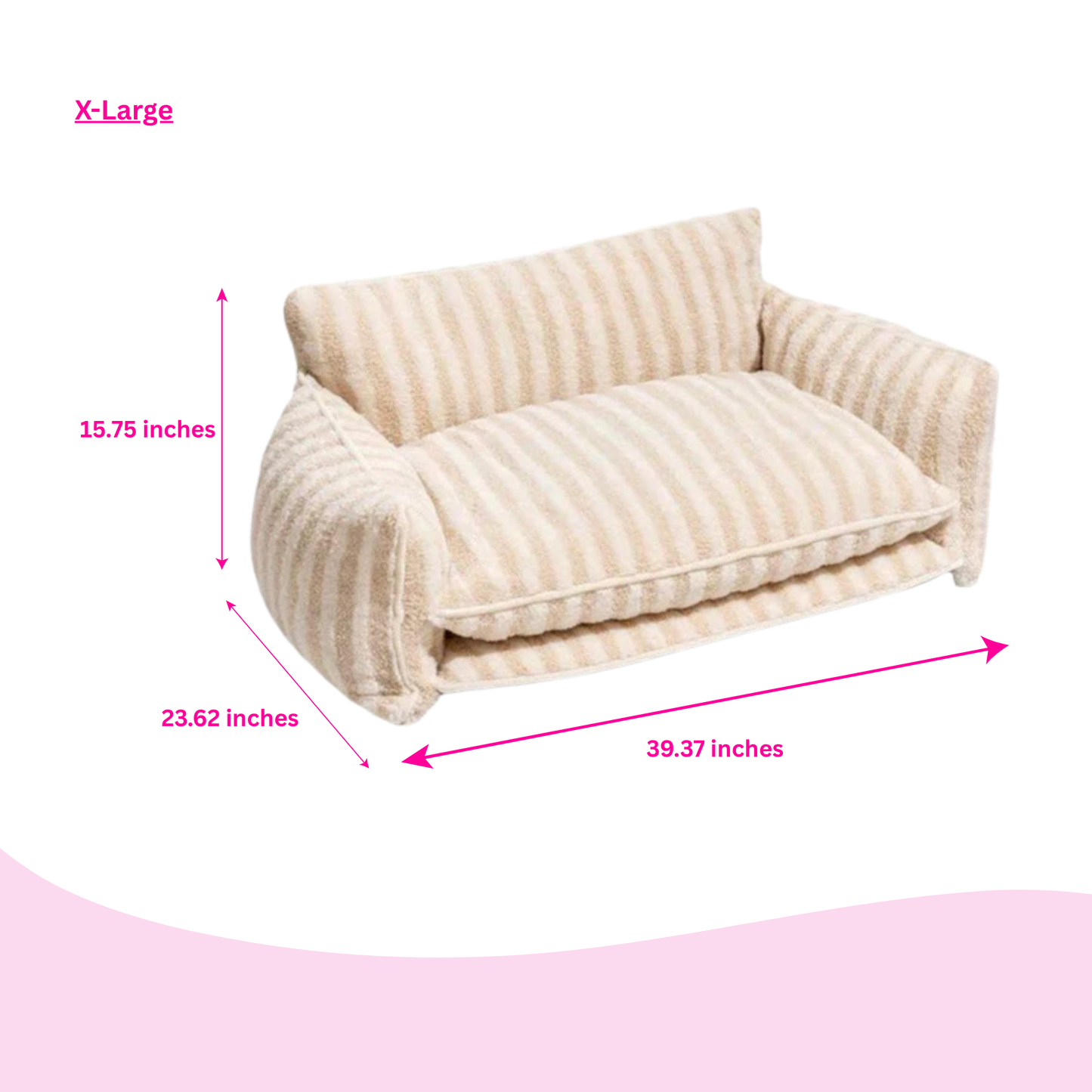Glow Pups Cozy Beige And Cream Striped Sofa Dog Bed For Relaxed Pets And Neutral Home Decor by Glow Pups