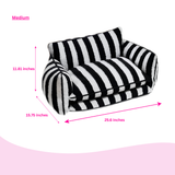 Chic Comfort Black And White Striped Sofa Dog Bed By Glow Pups For Cozy Rest And Easy Lounging by Glow Pups