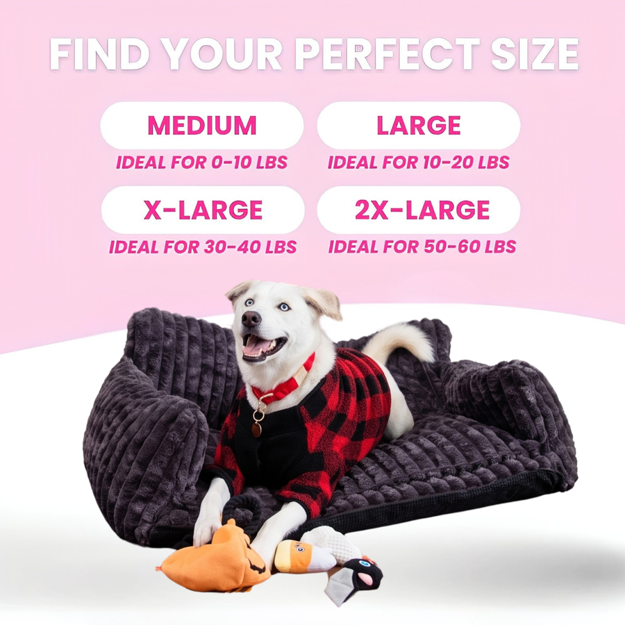 Glow Pups Faux Rabbit Fur Sofa Dog Bed Orthopedic, Dark Grey by Glow Pups