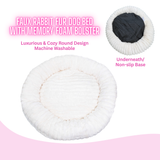 Ultra Soft Round Faux Rabbit Fur Dog Bed For Deep Restful Sleep Comfort, White by Glow Pups