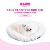 Ultra Soft Round Faux Rabbit Fur Dog Bed For Deep Restful Sleep Comfort, White by Glow Pups