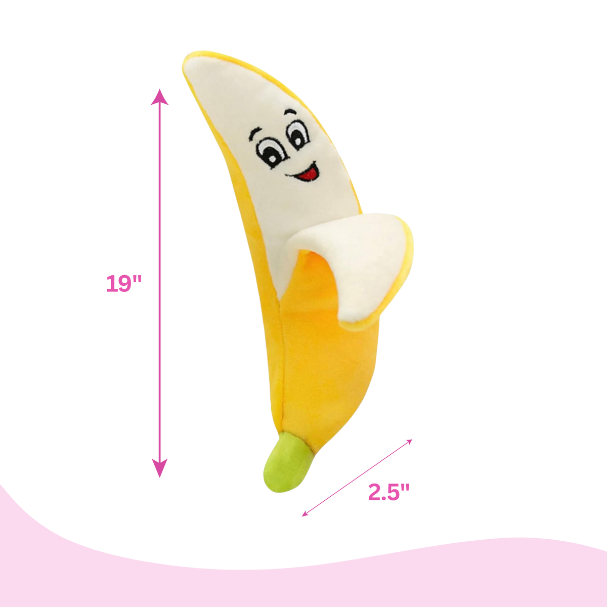 Glow Pups Banana Dog Toy with Squeaker, Yellow, 9"x2.5" by Glow Pups