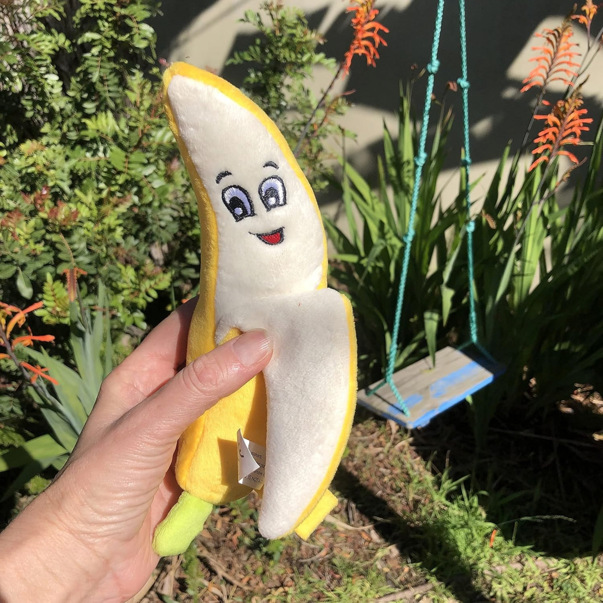Glow Pups Banana Dog Toy with Squeaker, Yellow, 9"x2.5" by Glow Pups