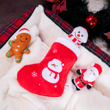 Christmas Stocking Dog Toy with Santa, Snowman and Gingerbread Man toys - Glow Pups by Glow Pups