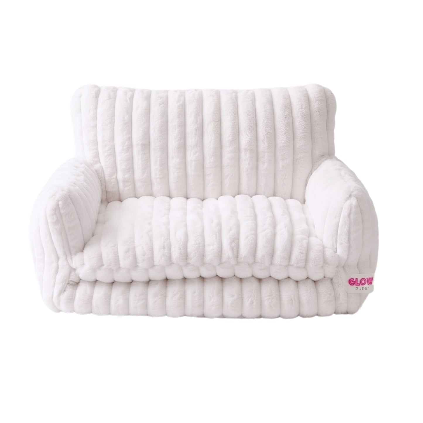 Glow Pups Faux Rabbit Fur Sofa Dog Bed Orthopedic, White by Glow Pups