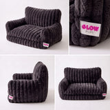 Glow Pups Luxurious Faux Rabbit Fur Sofa Dog Bed, Orthopedic Foam, Non-Slip Base, Dark Grey, Medium by Glow Pups