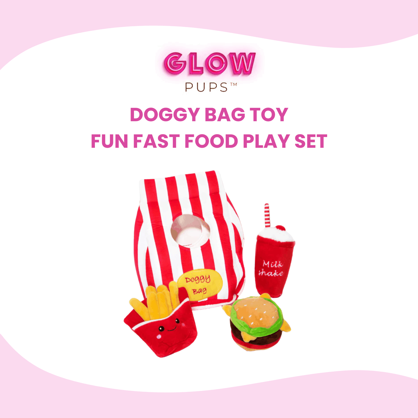 Doggy Bag Dog Toy Fun Fast Food Playset for Dogs - Glow Pups by Glow Pups
