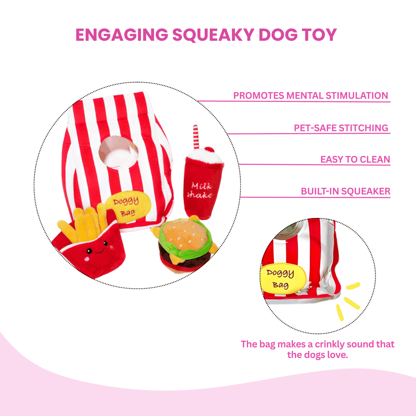Doggy Bag Dog Toy Fun Fast Food Playset for Dogs - Glow Pups by Glow Pups
