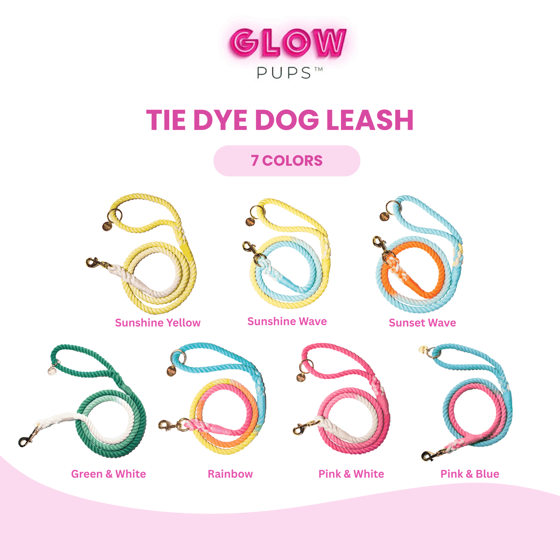 Rainbow Tie Dye Leash - Glow Pups by Glow Pups