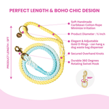 Sunshine Waves Tie Dye Leash - Yellow Blue by Glow Pups