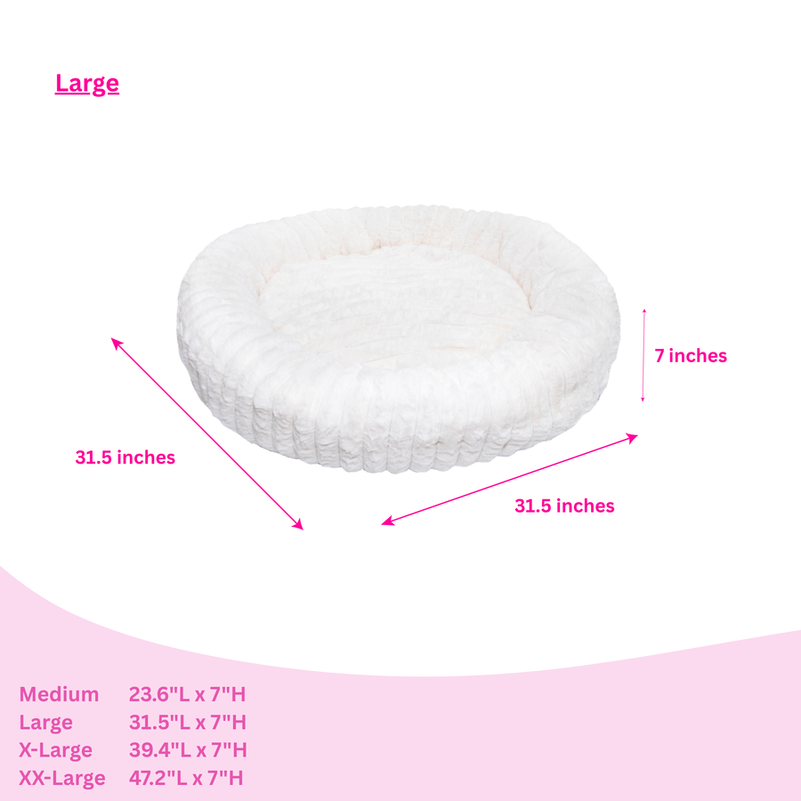 Ultra Soft Round Faux Rabbit Fur Dog Bed For Deep Restful Sleep Comfort, White by Glow Pups