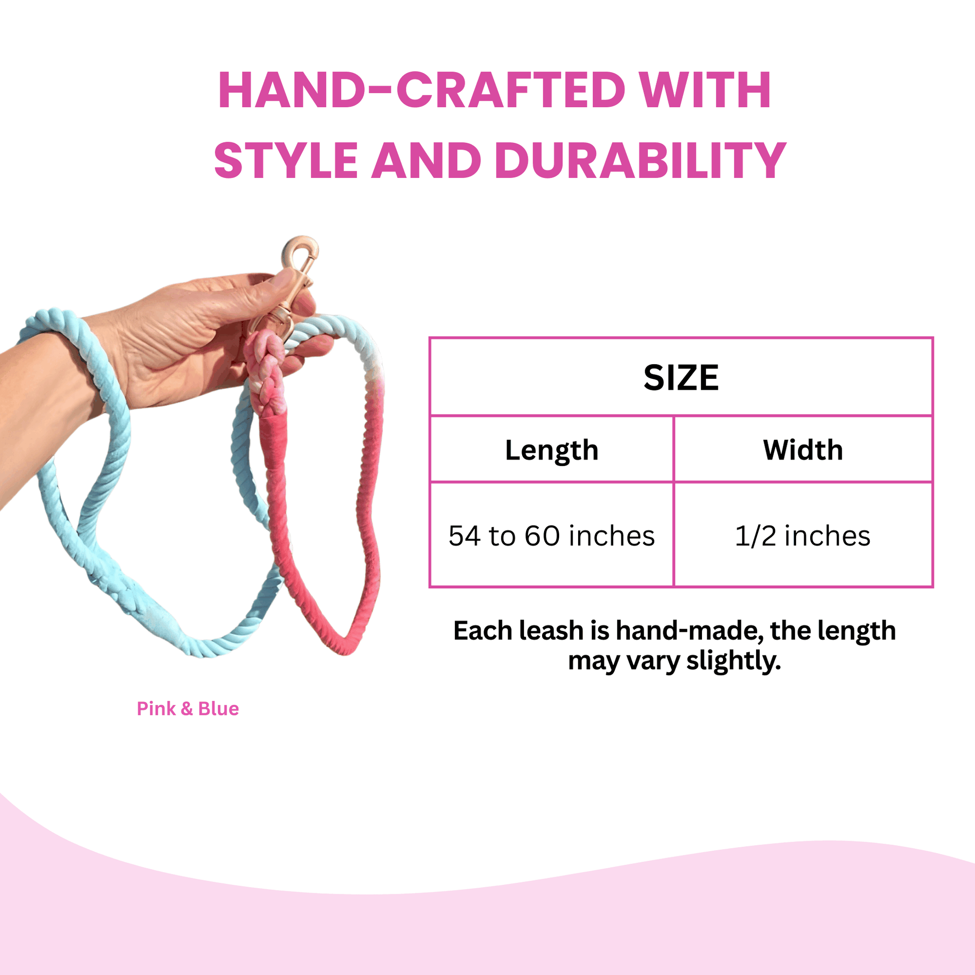 Pink and Blue Tie Dye Dog Leash - Glow Pups by Glow Pups