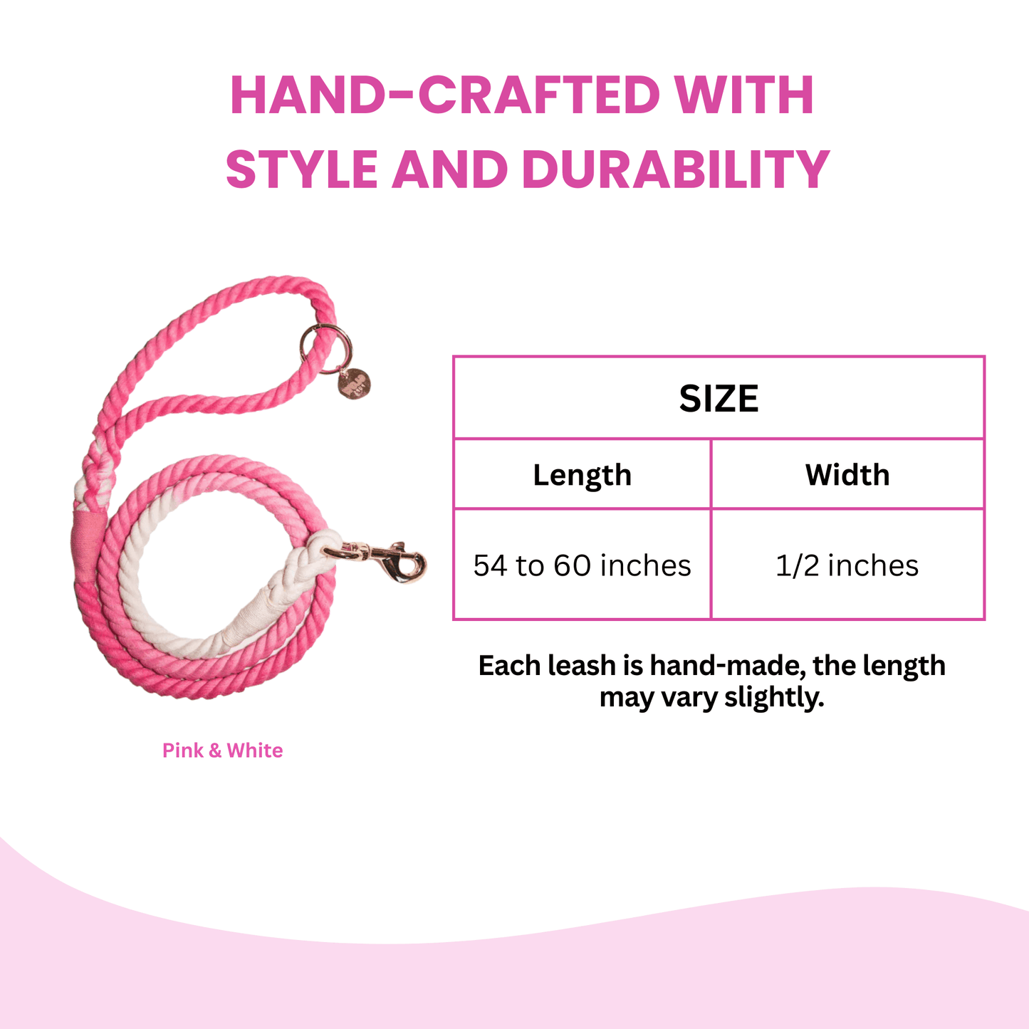 Pink and White Tie Dye Dog Leash - Glow Pups by Glow Pups