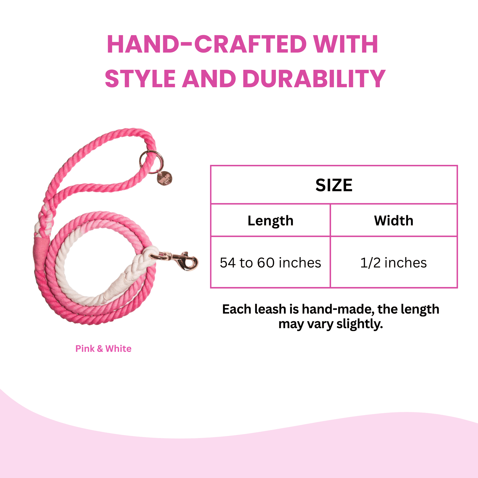 Pink and White Tie Dye Dog Leash - Glow Pups by Glow Pups