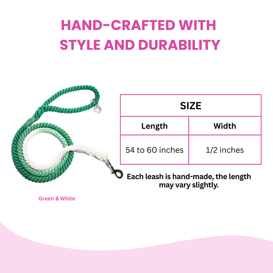 Green and White Tie Dye Dog Leash - Glow Pups by Glow Pups