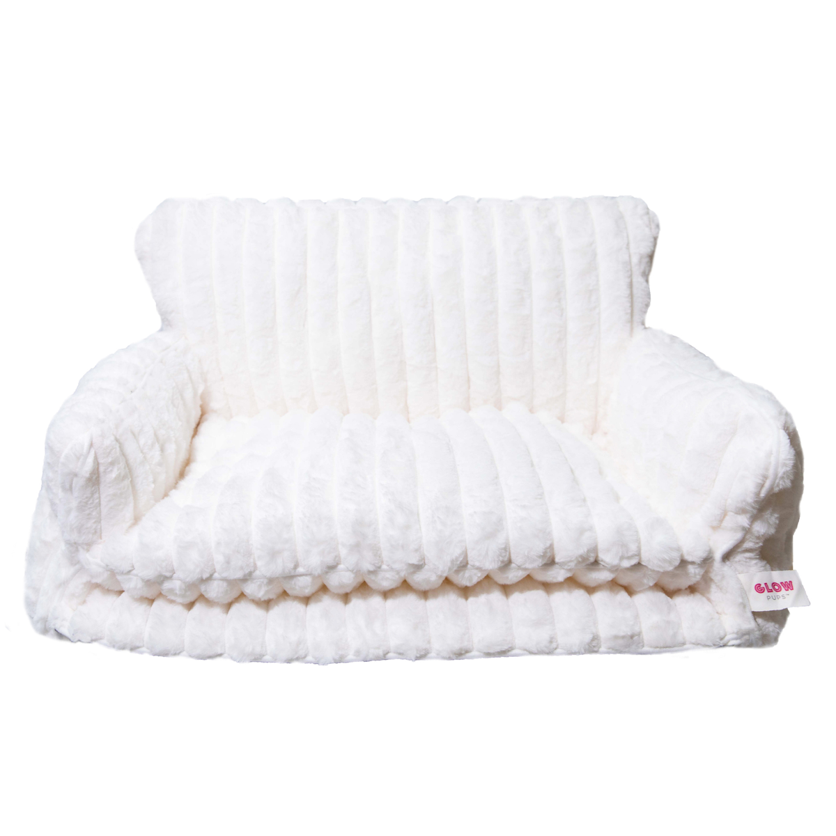 Glow Pups Faux Rabbit Fur Sofa Dog Bed Orthopedic, White by Glow Pups