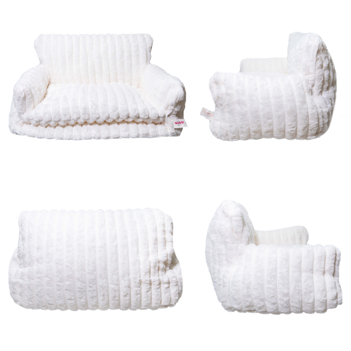 Glow Pups Faux Rabbit Fur Sofa Dog Bed Orthopedic, White by Glow Pups
