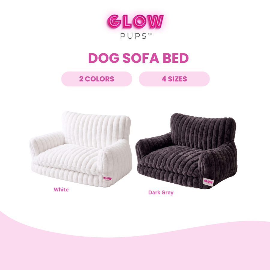 Glow Pups Faux Rabbit Fur Sofa Dog Bed Orthopedic Medium Dark Grey by Glow Pups