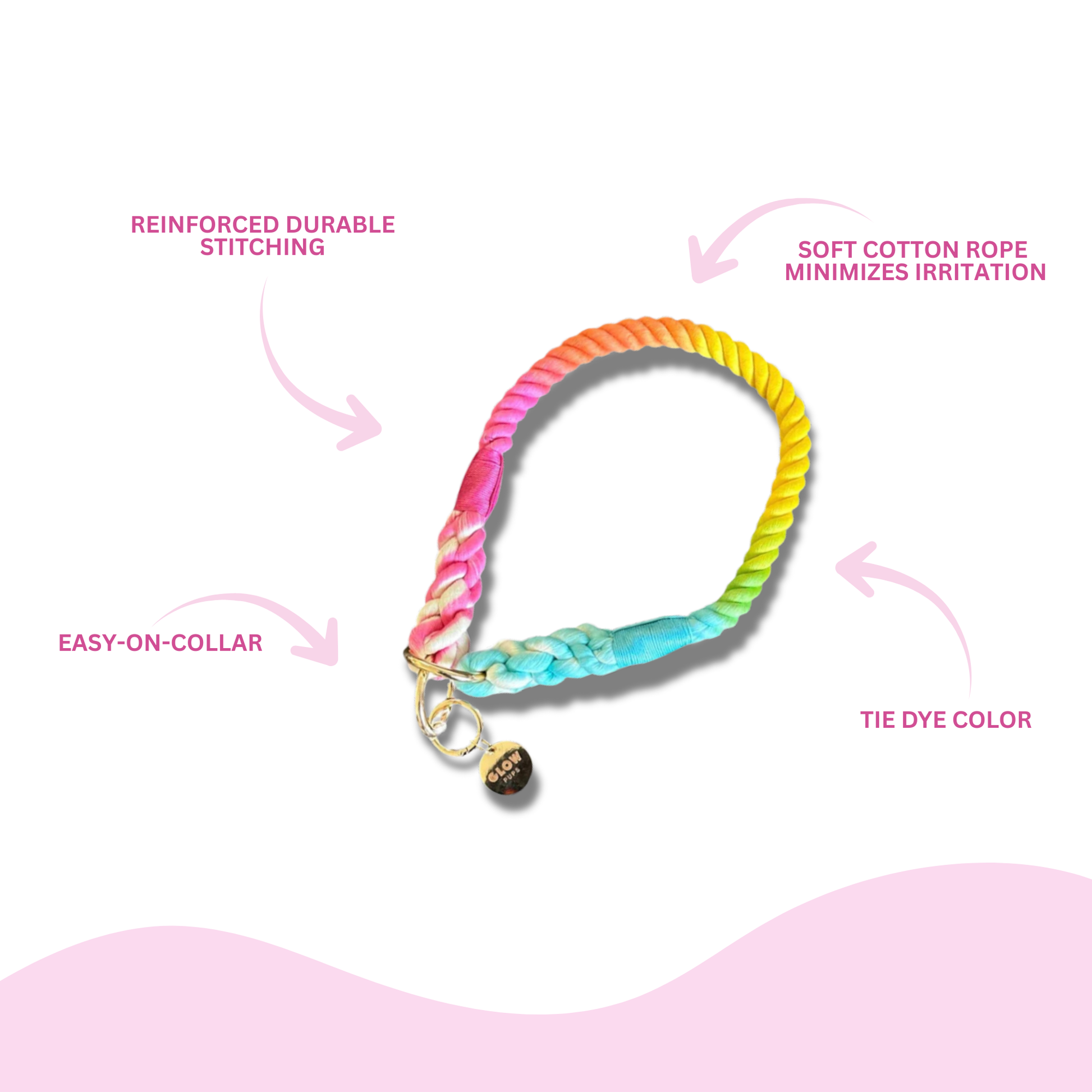 Rainbow Tie Dye Slip Collar - Glow Pups by Glow Pups