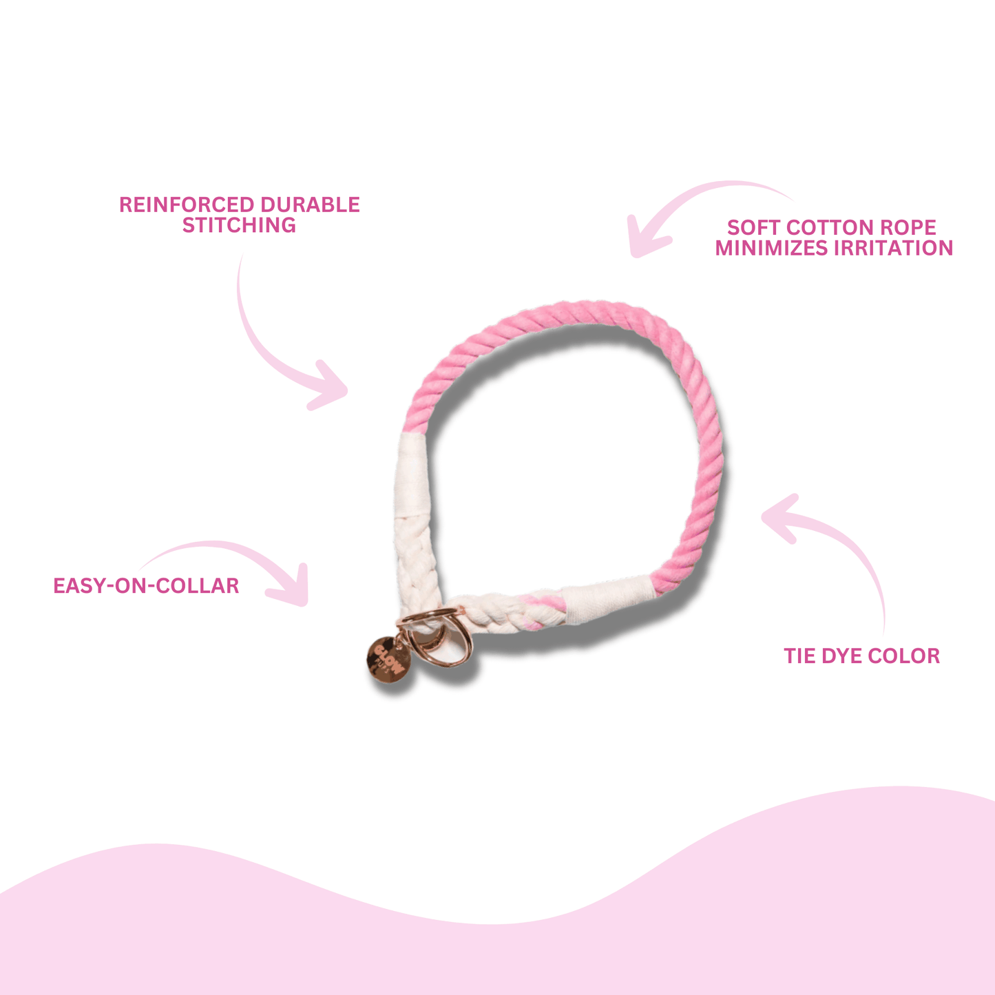 Pink and White Tie Dye Slip Collar - Glow Pups by Glow Pups
