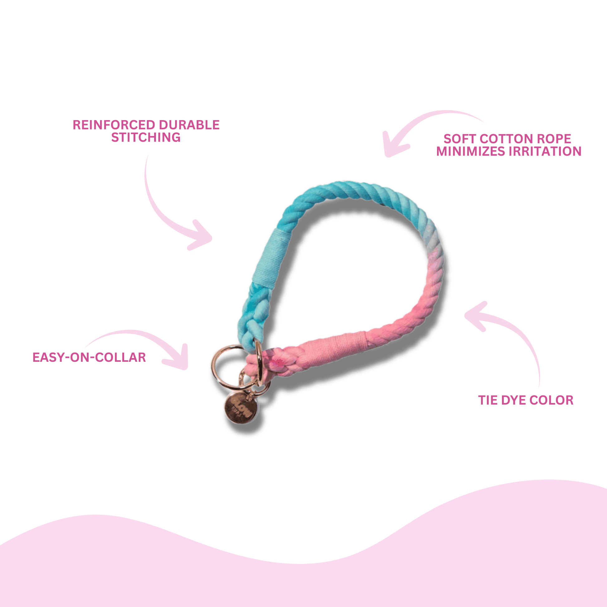 Pink and Blue Tie Dye Slip Collar - Glow Pups by Glow Pups