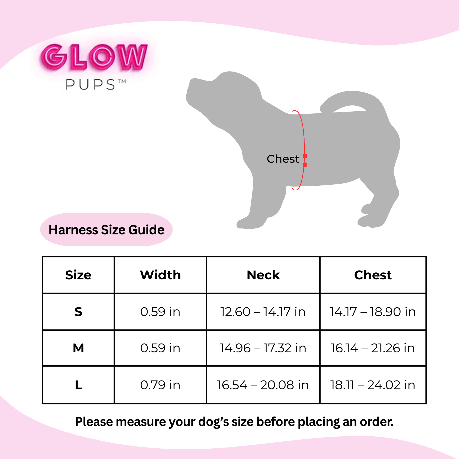 Light Pink Harness with Gold Buckle - Glow Pups
