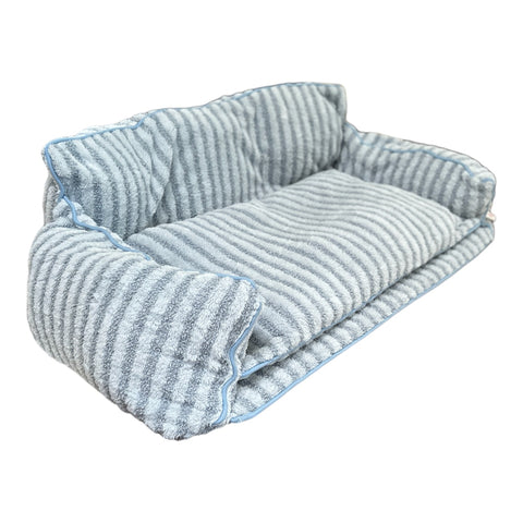 Luxury Light Blue Striped Sofa Dog Bed