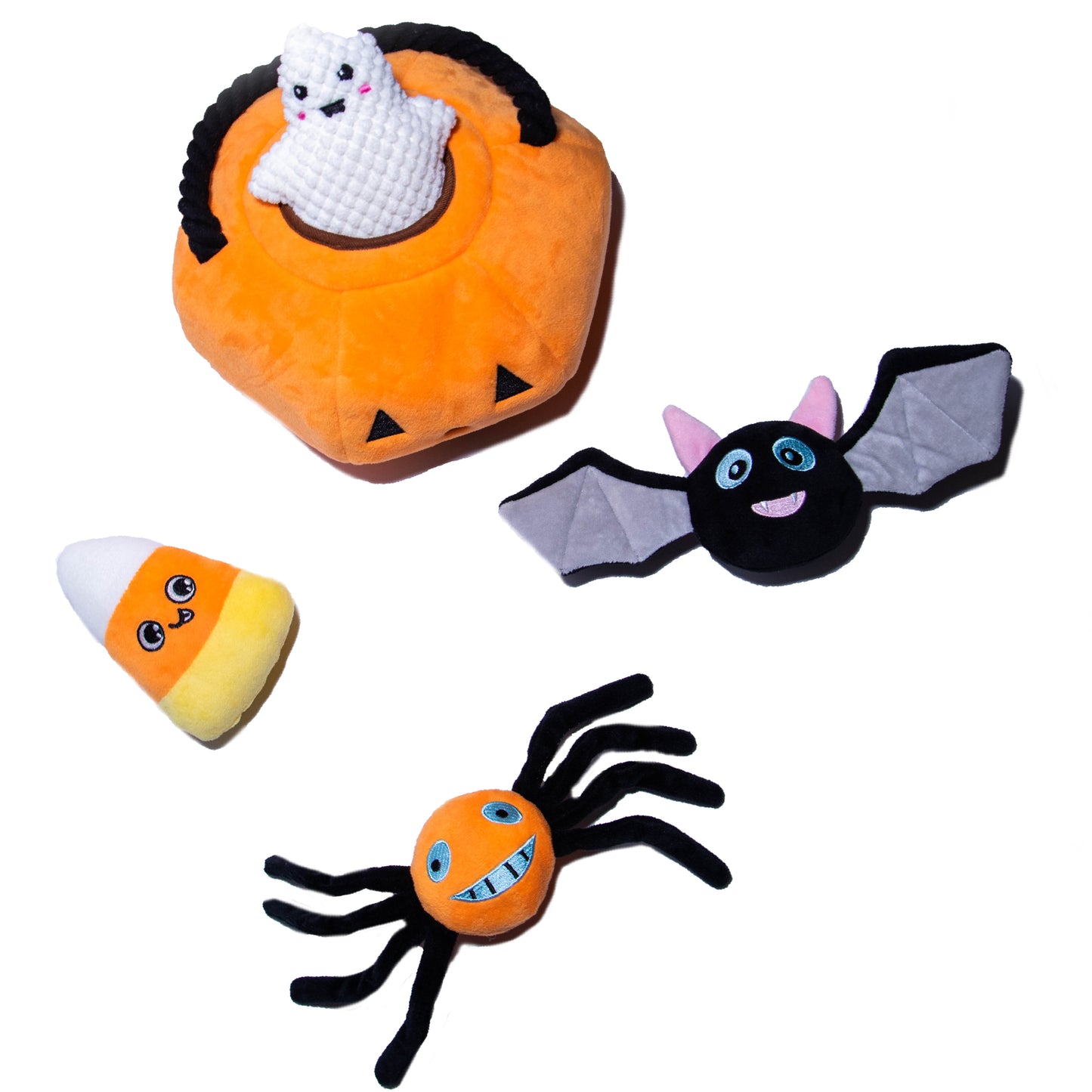 Halloween Jack O Lantern Hide and Seek Dog Toy that Squeaks and Crinkles