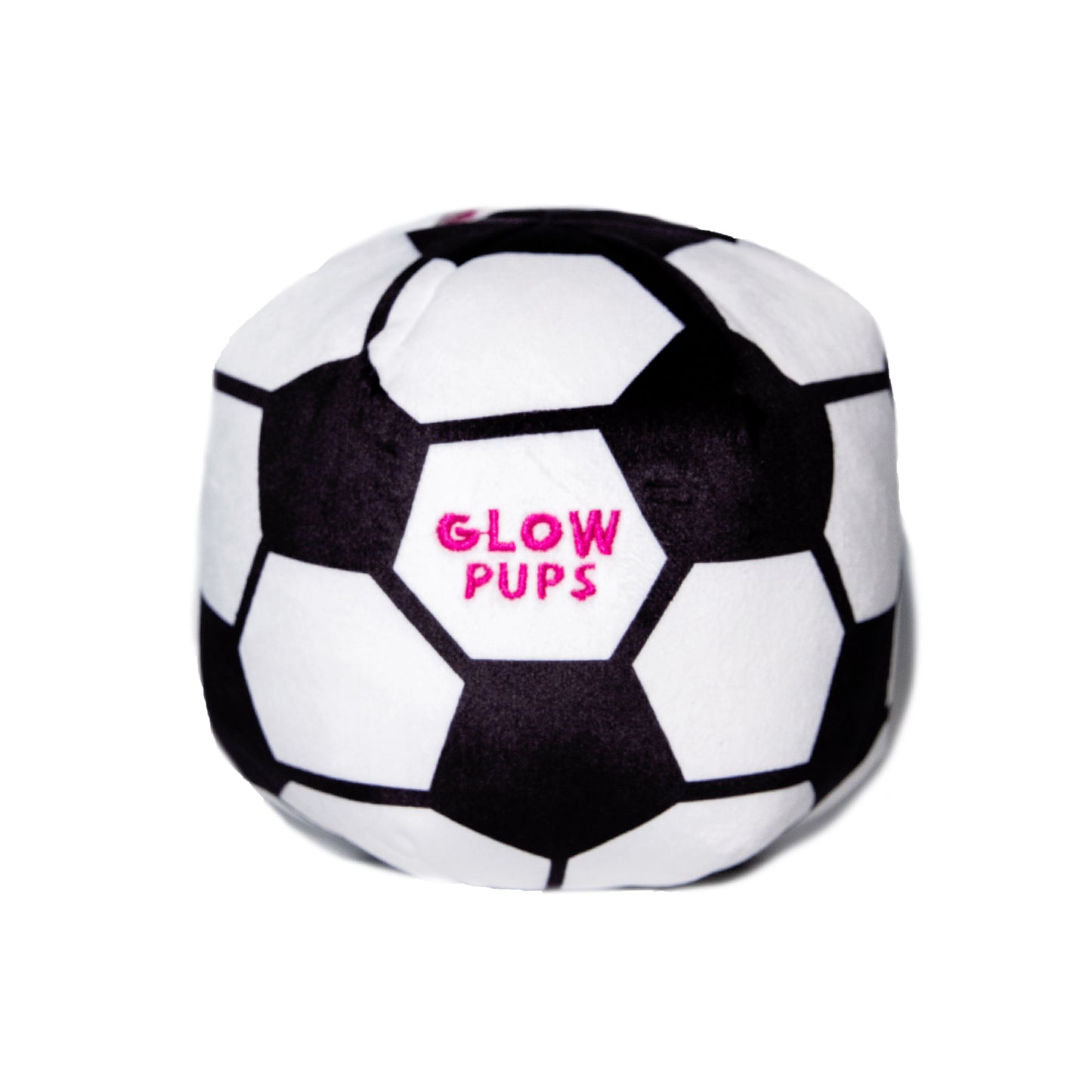 Glow Pups Soccer Ball Dog Toy with Squeaker, Black and White by Glow Pups