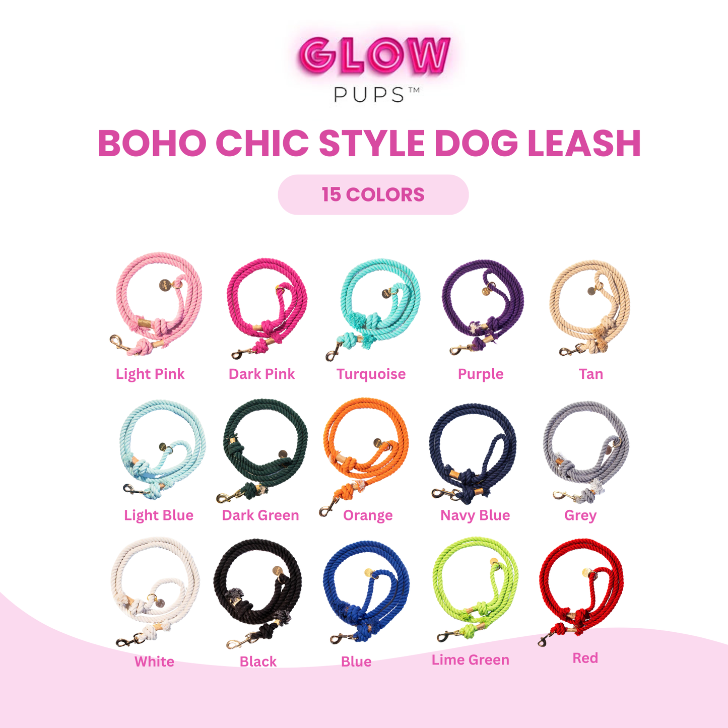 Light Blue Boho Chic Style Dog Leash - Glow Pups