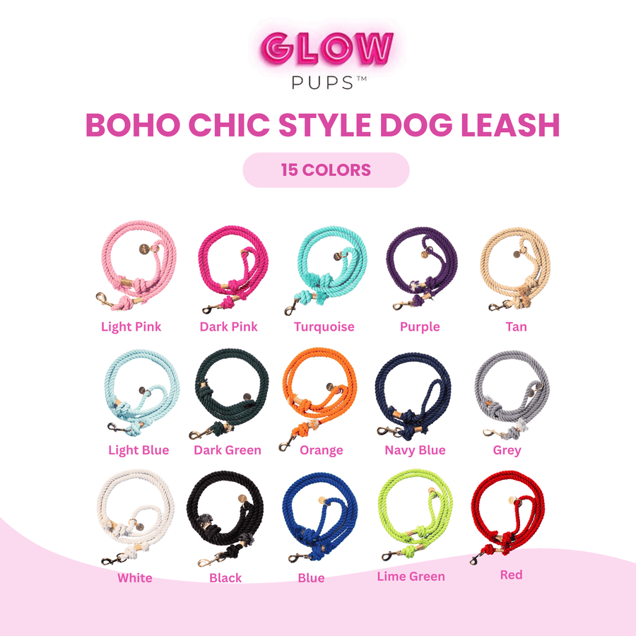 Light Blue Boho Chic Style Dog Leash - Glow Pups by Glow Pups