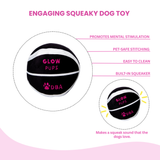 Glow Pups Plush Basketball Dog Toy with Squeaker, Black and White by Glow Pups