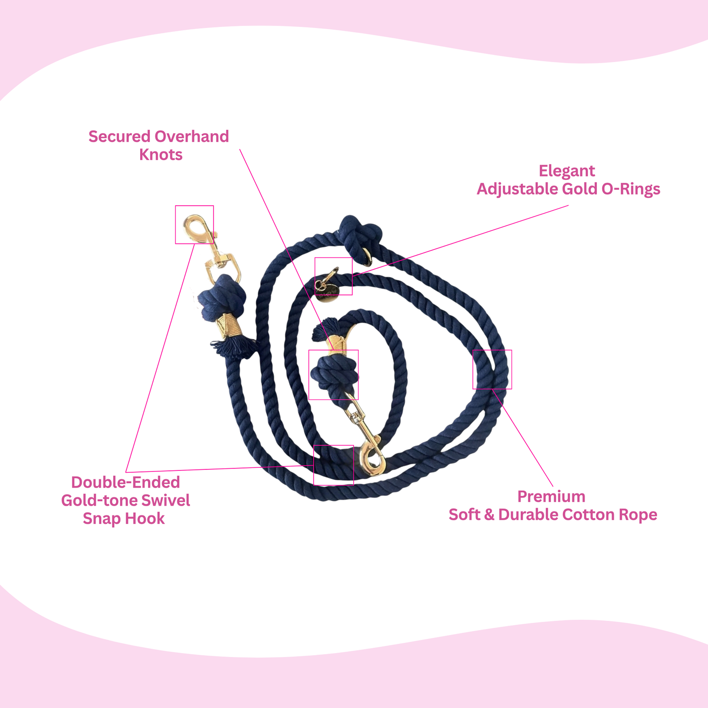 Navy Blue Hands-Free Leash - Glow Pups by Glow Pups