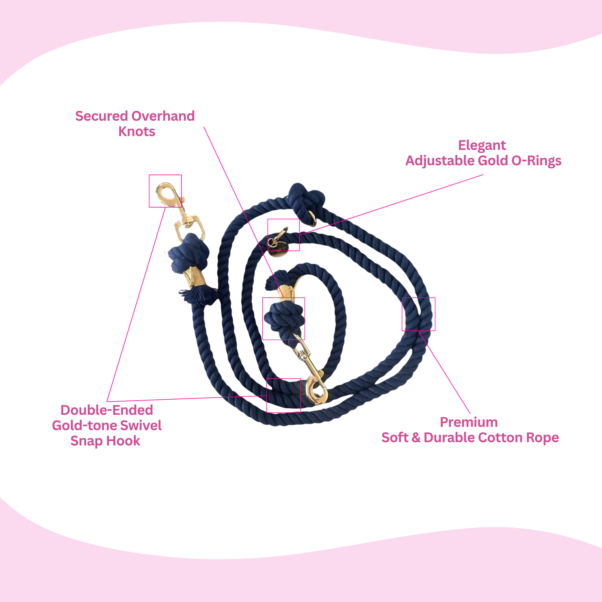 Navy Blue Hands-Free Leash - Glow Pups by Glow Pups