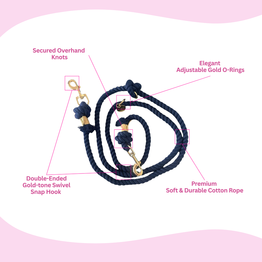 Navy Blue Hands-Free Leash - Glow Pups by Glow Pups