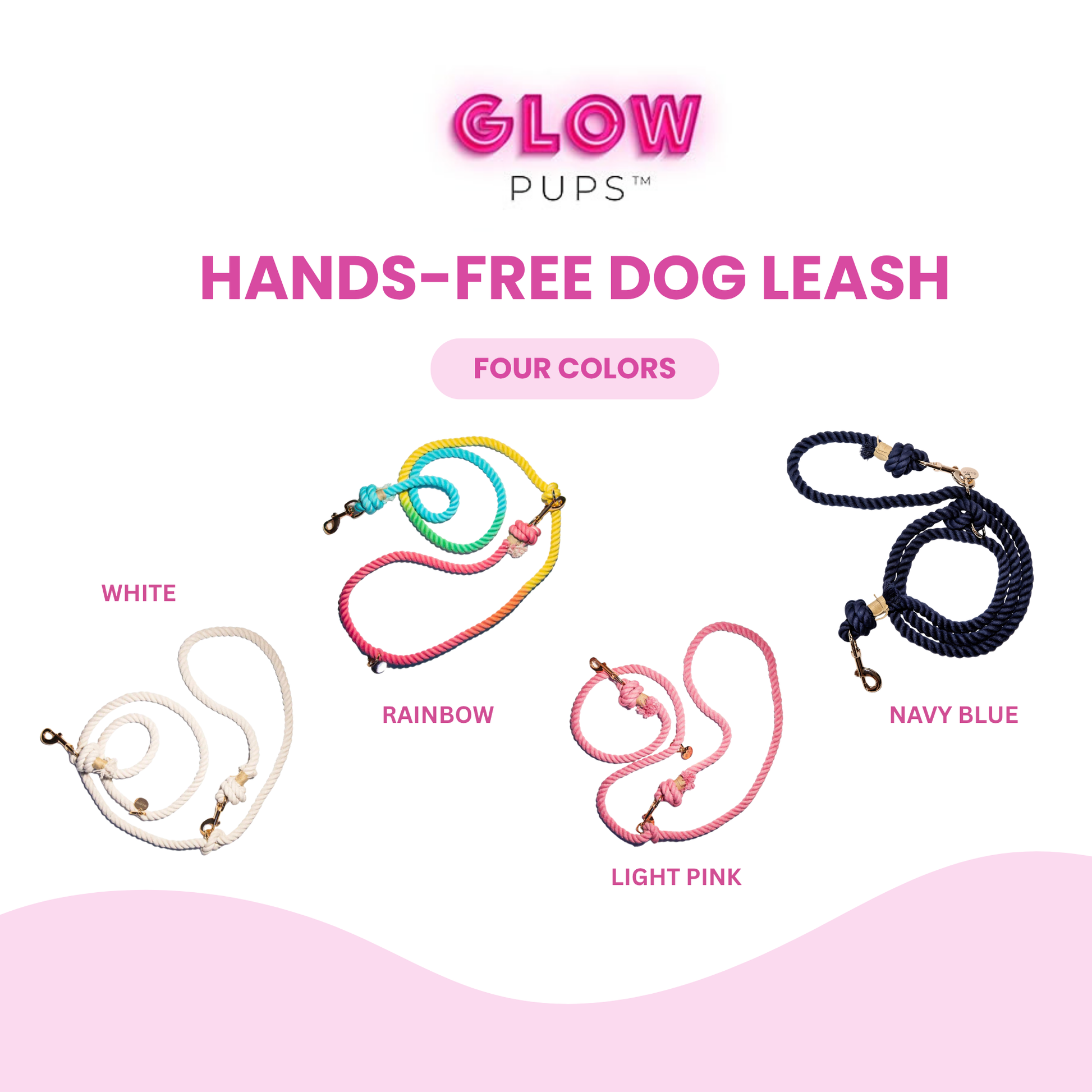 Navy Blue Hands-Free Leash - Glow Pups by Glow Pups