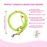 Lime Green Boho Chic Style Dog Leash - Glow Pups by Glow Pups