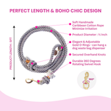 Grey Boho Chic Style Dog Leash - Glow Pups by Glow Pups