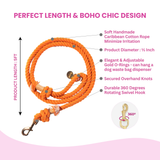 Orange Boho Chic Style Dog Leash - Glow Pups by Glow Pups