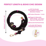 Black Boho Chic Style Dog Leash - Glow Pups by Glow Pups