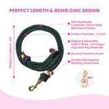 Dark Green Boho Chic Style Dog Leash - Glow Pups by Glow Pups